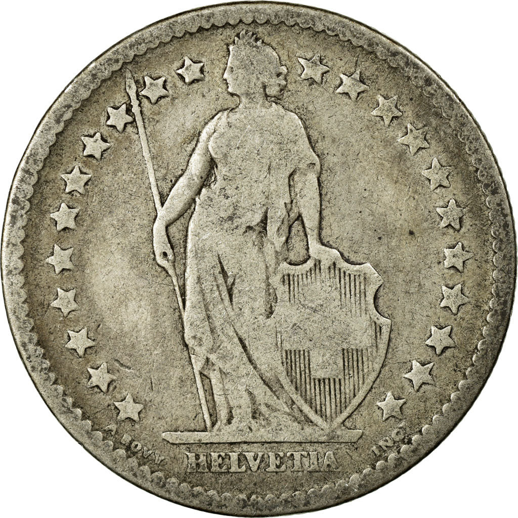 Coin, Switzerland, 2 Francs, 1878, Bern, VF(20-25), Silver, KM:21