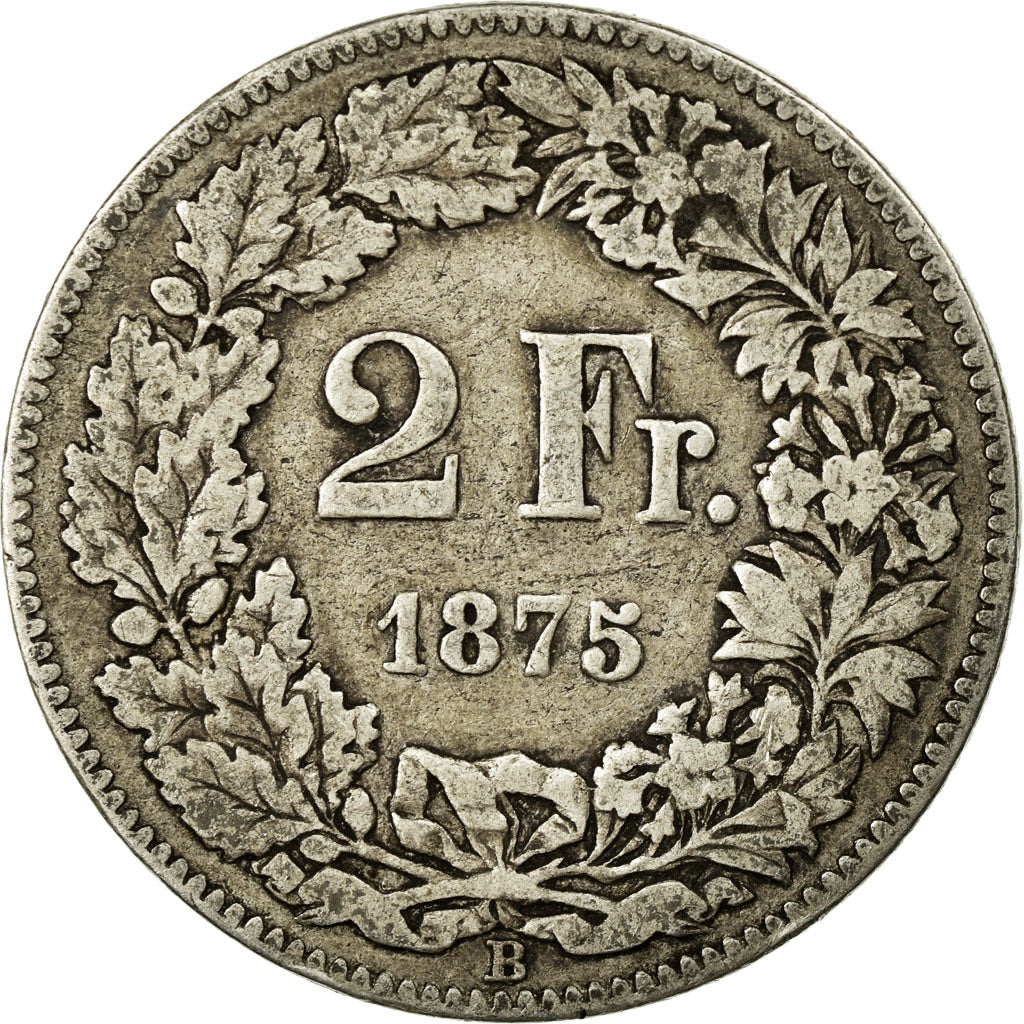 Monnaie, Suisse, 2 Francs, 1875, Bern, TB, Argent, KM:21