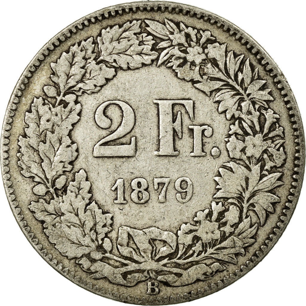 Coin, Switzerland, 2 Francs, 1879, Bern, VF(20-25), Silver, KM:21