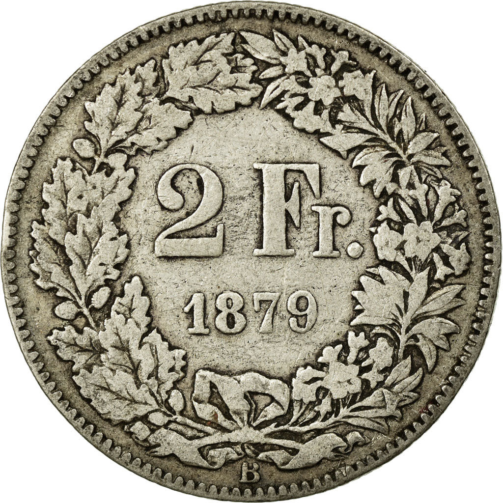 Coin, Switzerland, 2 Francs, 1879, Bern, VF(20-25), Silver, KM:21