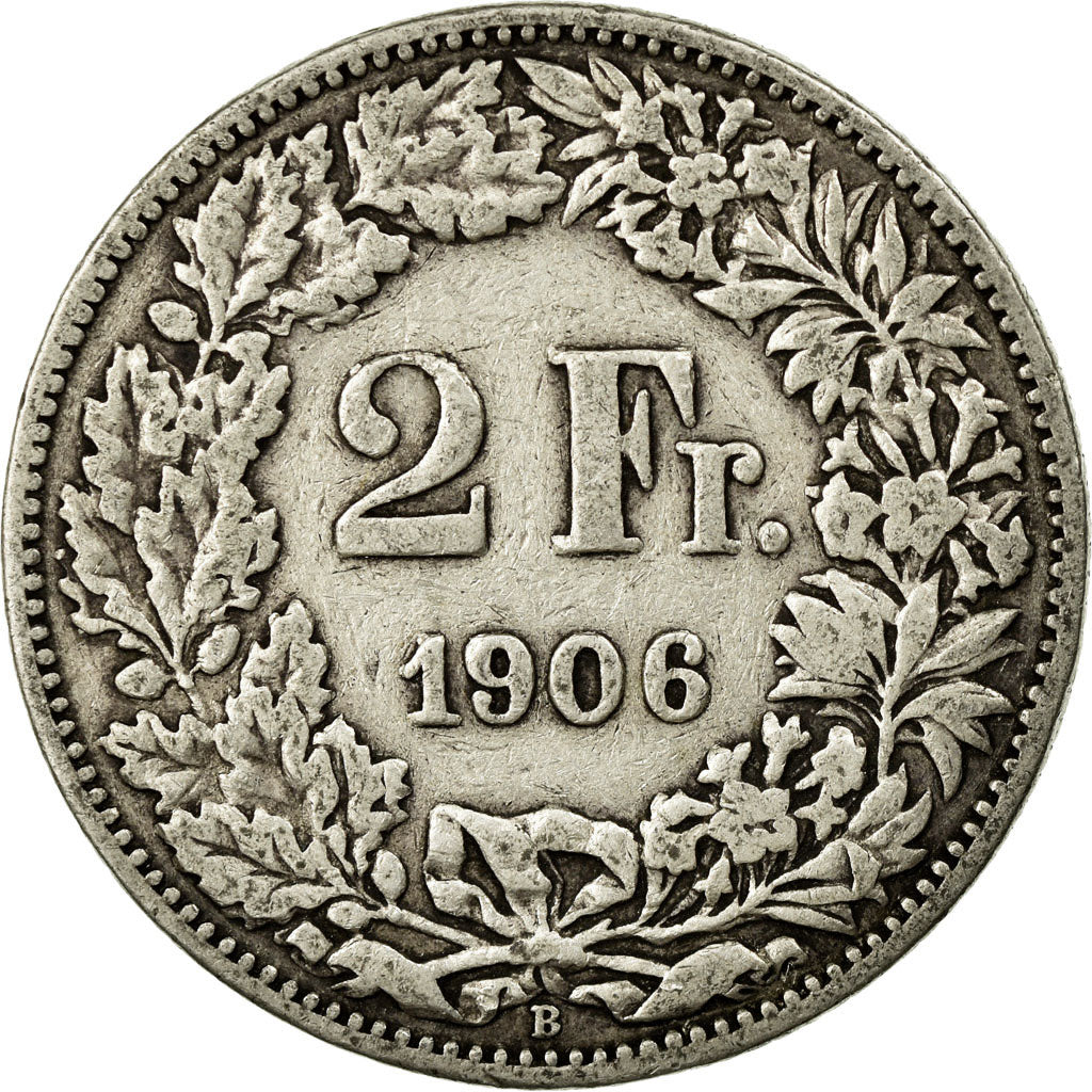 Coin, Switzerland, 2 Francs, 1906, Bern, VF(30-35), Silver, KM:21
