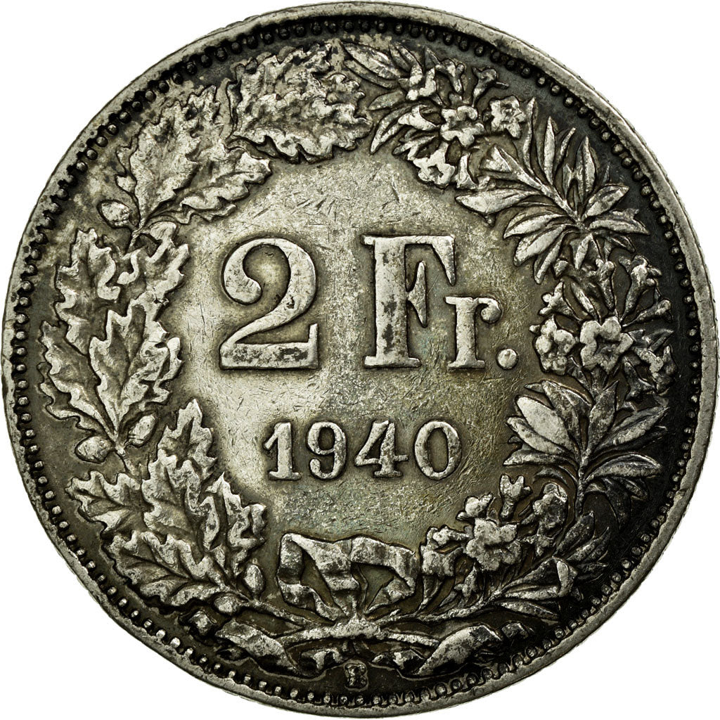 Coin, Switzerland, 2 Francs, 1940, Bern, EF(40-45), Silver, KM:21