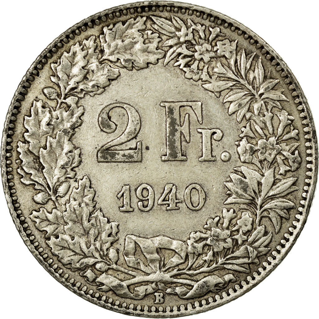 Coin, Switzerland, 2 Francs, 1940, Bern, EF(40-45), Silver, KM:21