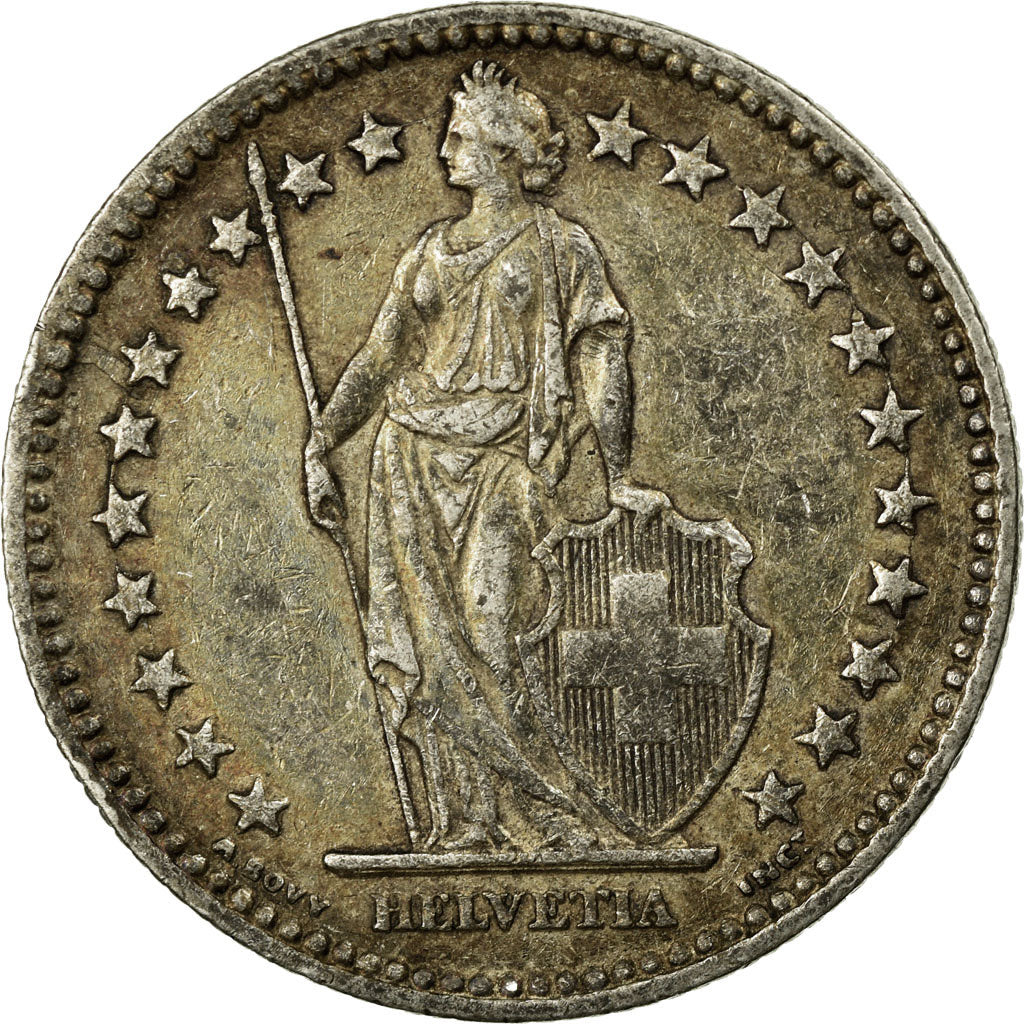 Coin, Switzerland, 2 Francs, 1945, Bern, EF(40-45), Silver, KM:21