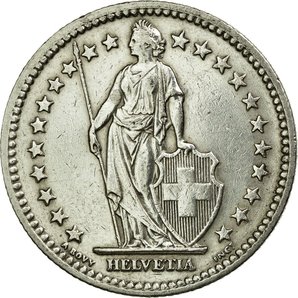 Coin, Switzerland, 2 Francs, 1947, Bern, EF(40-45), Silver, KM:21