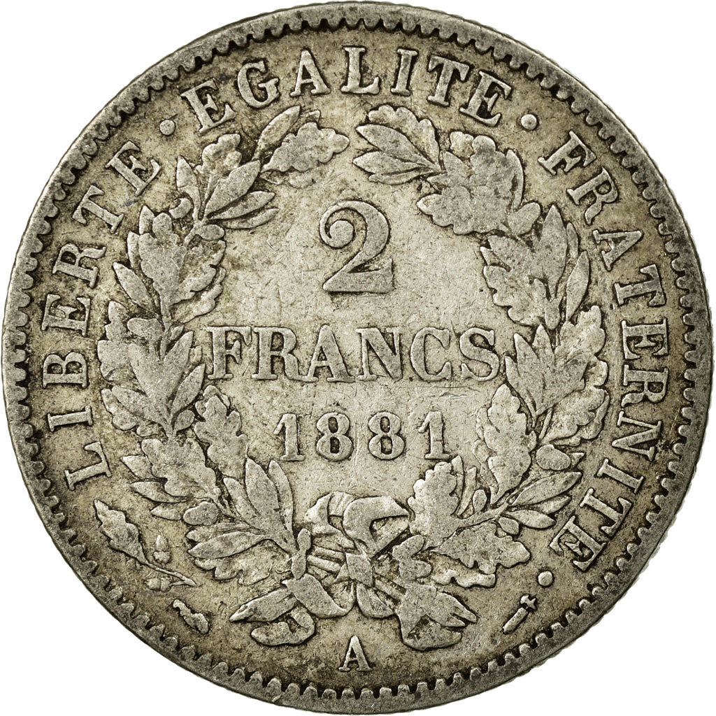 Monnaie, France, Cérès, 2 Francs, 1881, Paris, TB+, Argent, Gadoury:530a