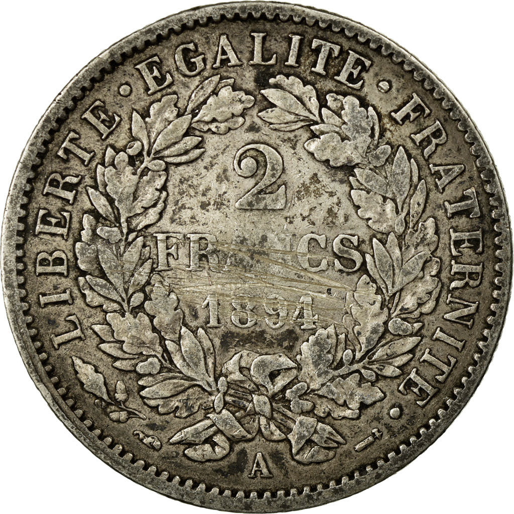 Monnaie, France, Cérès, 2 Francs, 1894, Paris, TB+, Argent, Gadoury:530a