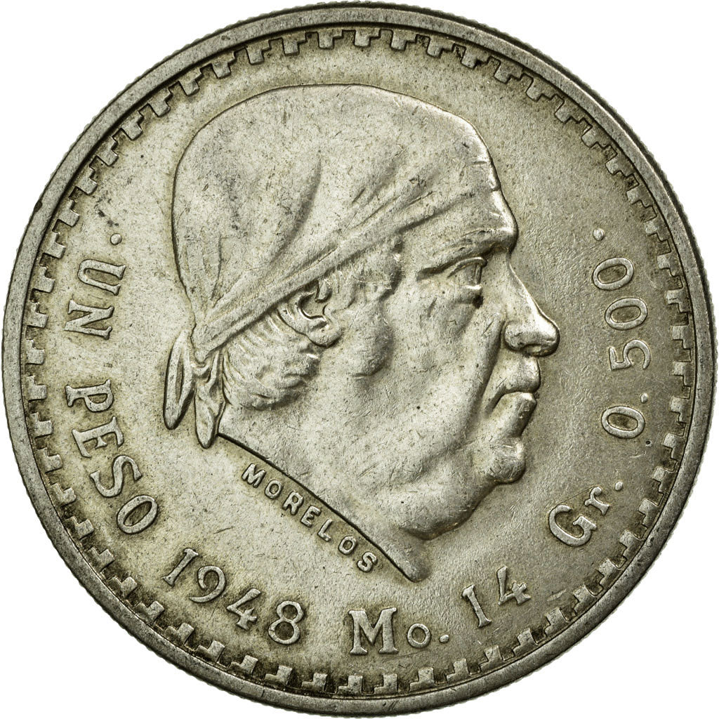 Coin, Mexico, Peso, 1948, Mexico City, EF(40-45), Silver, KM:456