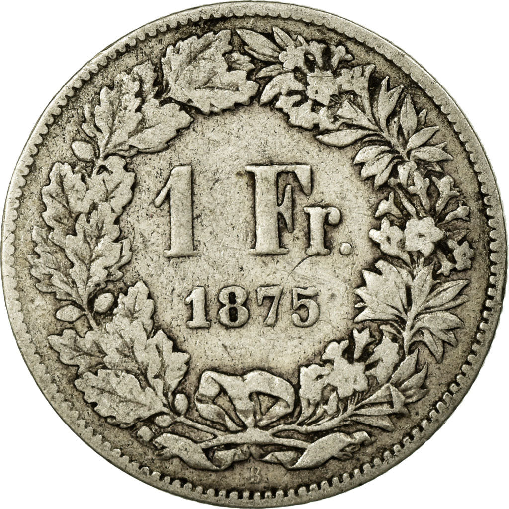 Coin, Switzerland, Franc, 1875, Bern, VF(20-25), Silver, KM:24