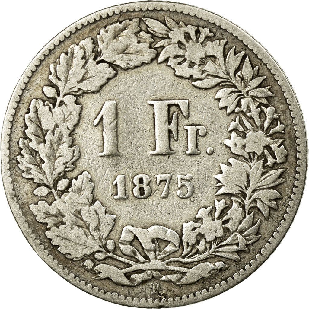Coin, Switzerland, Franc, 1875, Bern, VF(20-25), Silver, KM:24