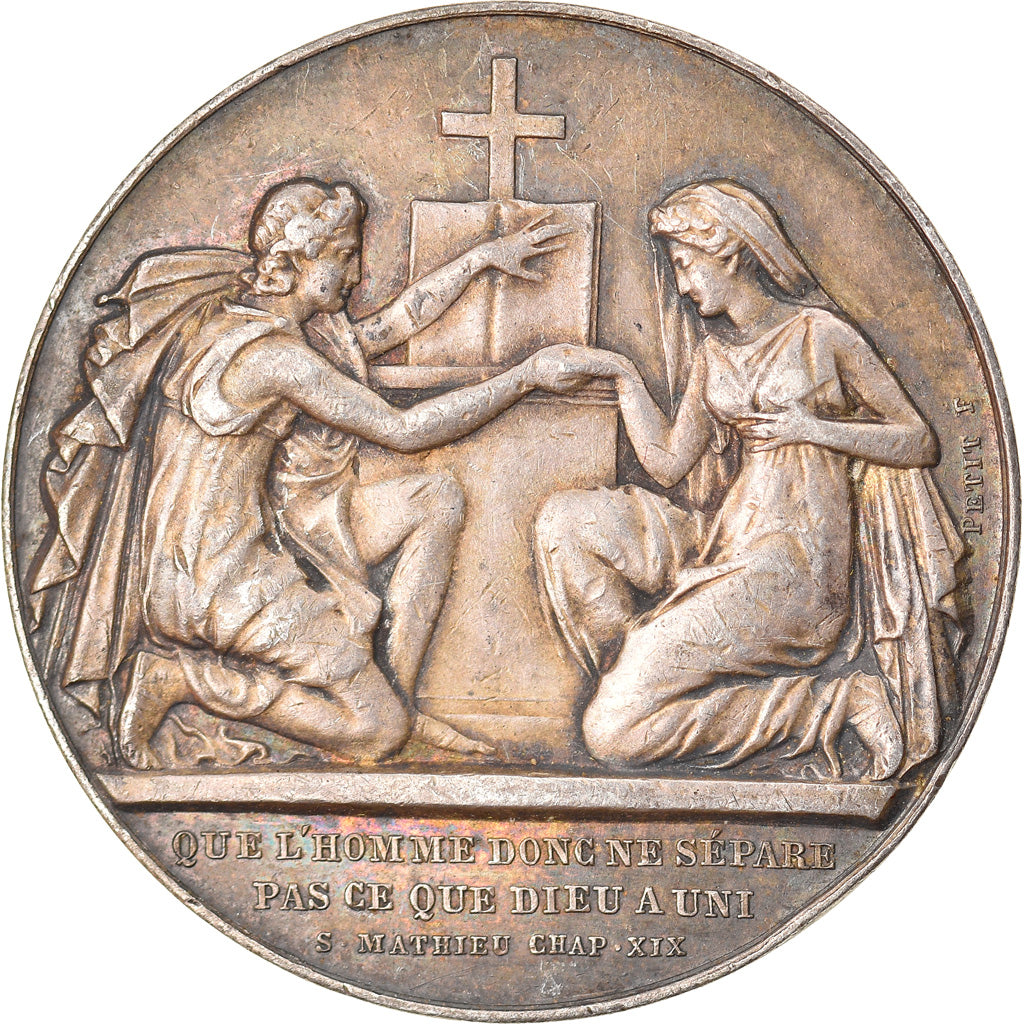 France, Médaille, Noces, Mariage, Religion, Petit, TTB+, Argent