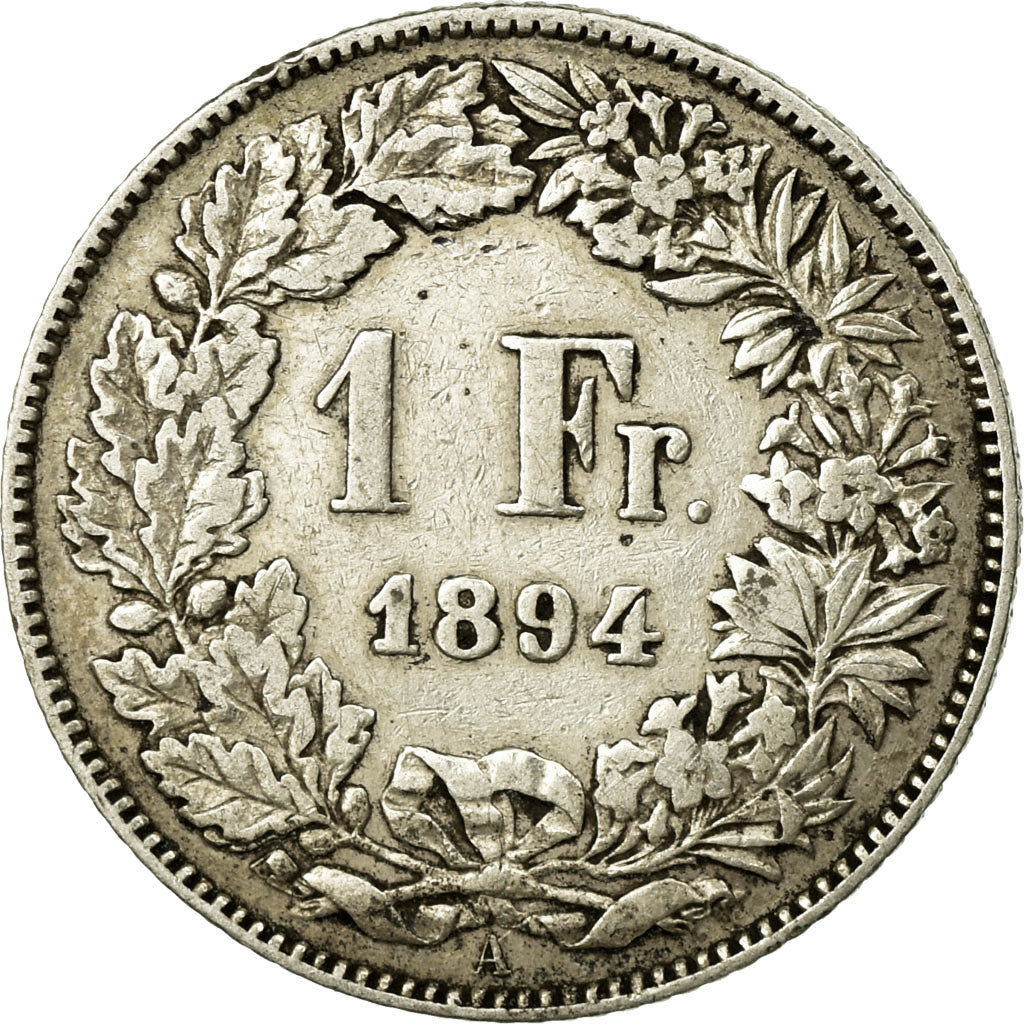 Coin, Switzerland, Franc, 1894, Paris, VF(20-25), Silver, KM:24