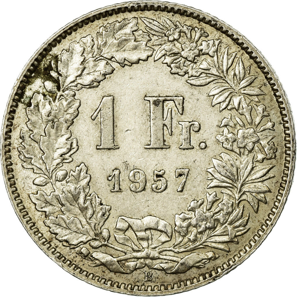 Coin, Switzerland, Franc, 1957, Bern, AU(55-58), Silver, KM:24