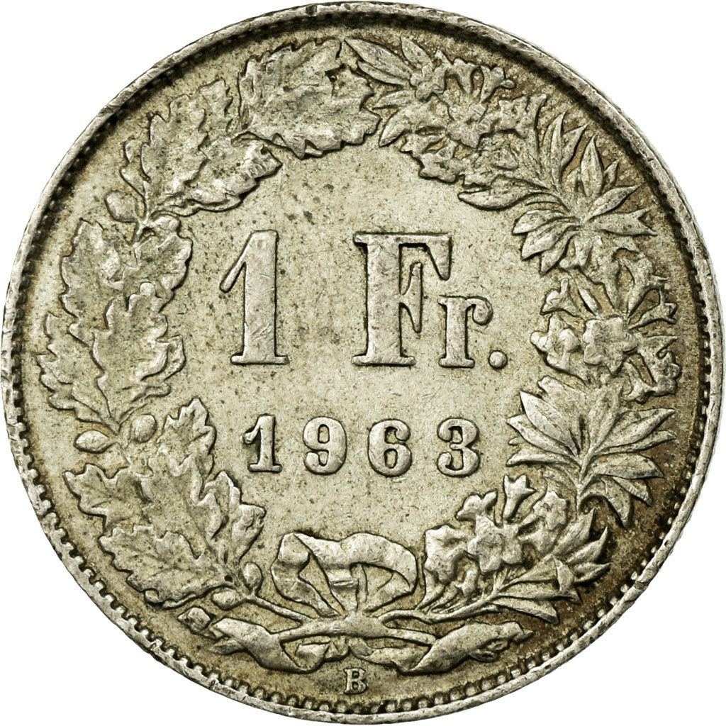 Coin, Switzerland, Franc, 1963, Bern, AU(50-53), Silver, KM:24