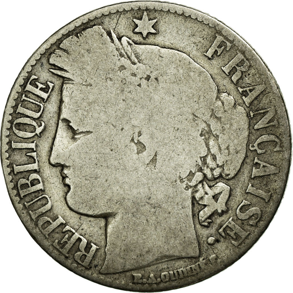 Monnaie, France, Cérès, Franc, 1872, Bordeaux, B, Argent, Gadoury:465a