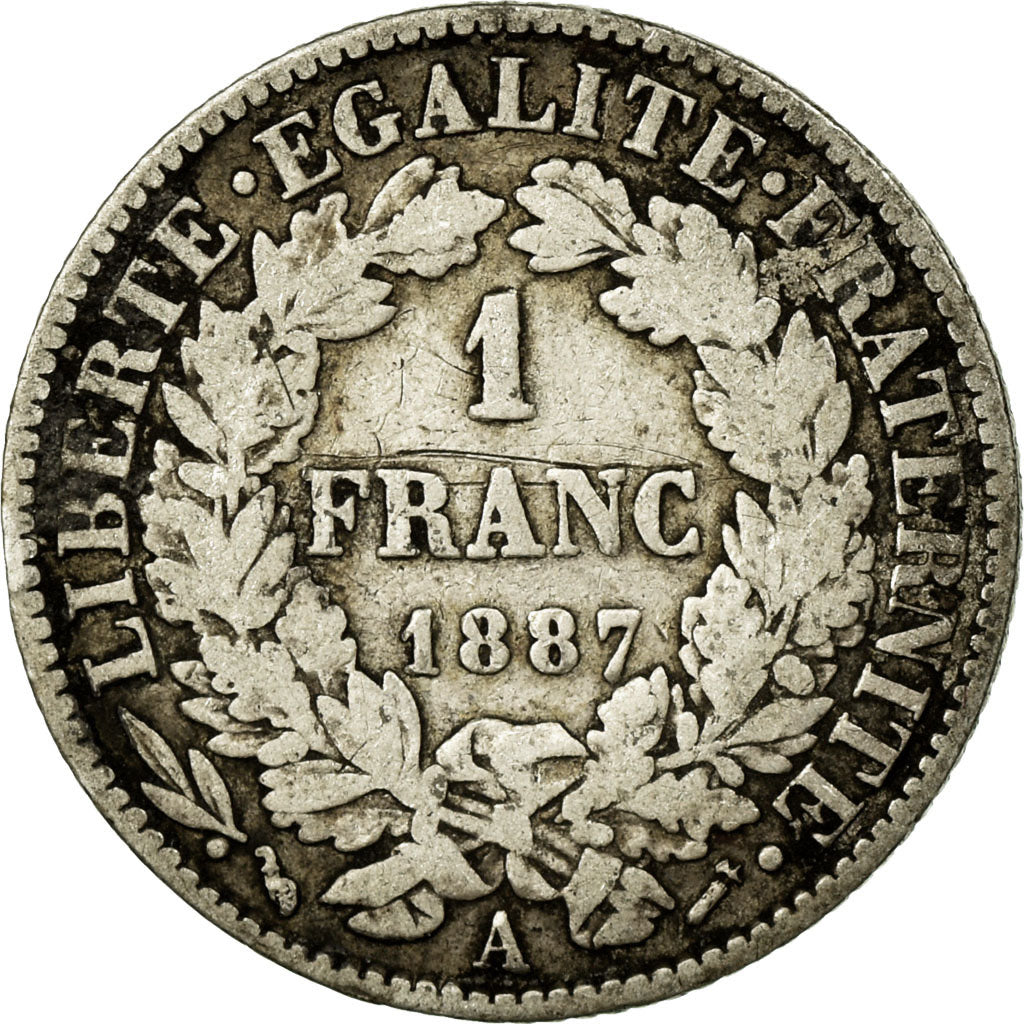 Münze, Frankreich, Cérès, Franc, 1887, Paris, S, Silber, KM:822.1
