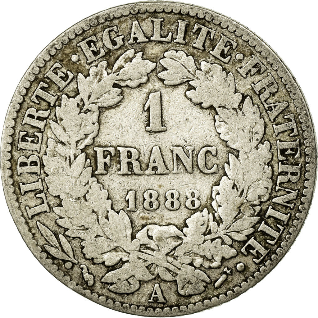 Münze, Frankreich, Cérès, Franc, 1888, Paris, SGE+, Silber, KM:822.1