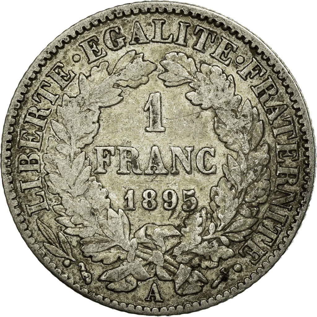 Monnaie, France, Cérès, Franc, 1895, Paris, TB, Argent, Gadoury:465a, KM:822.1