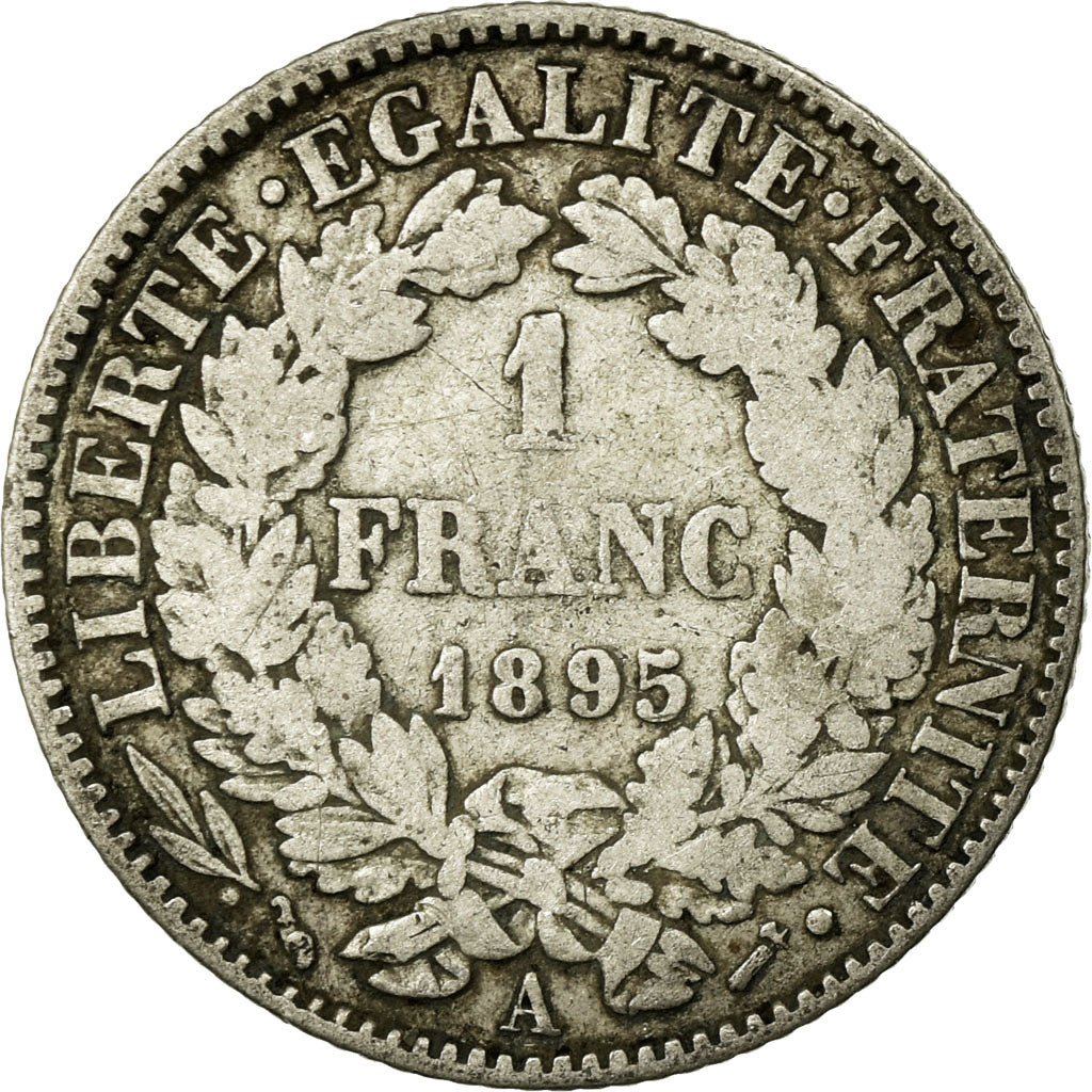 Coin, France, Cérès, Franc, 1895, Paris, VF(20-25), Silver, KM:822.1