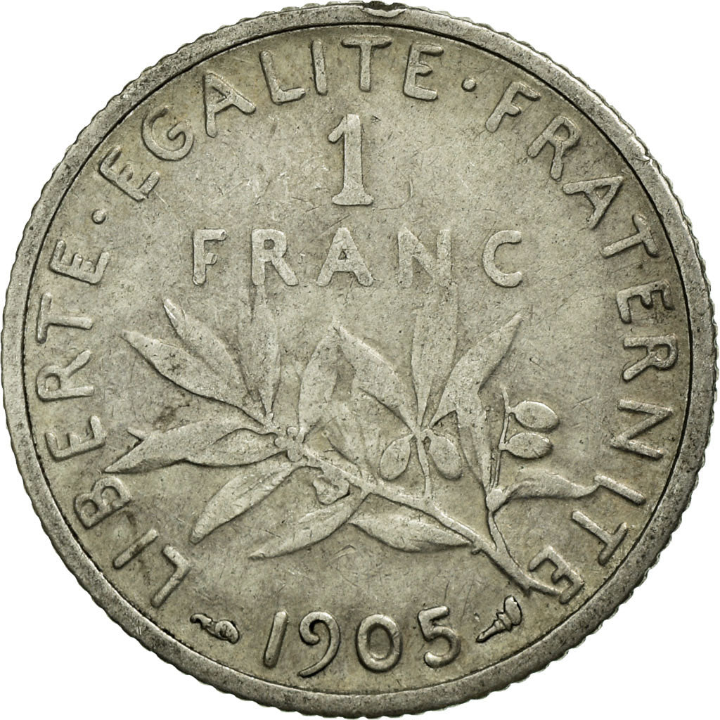 Coin, France, Semeuse, Franc, 1905, Paris, VF(30-35), Silver, KM:844.1