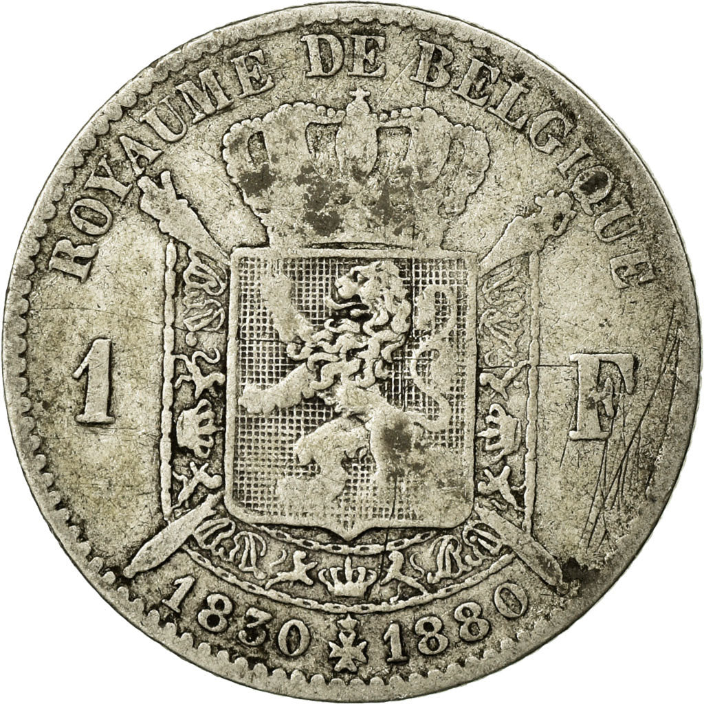 Coin, Belgium, Leopold II, Franc, 1880, F(12-15), Silver, KM:38