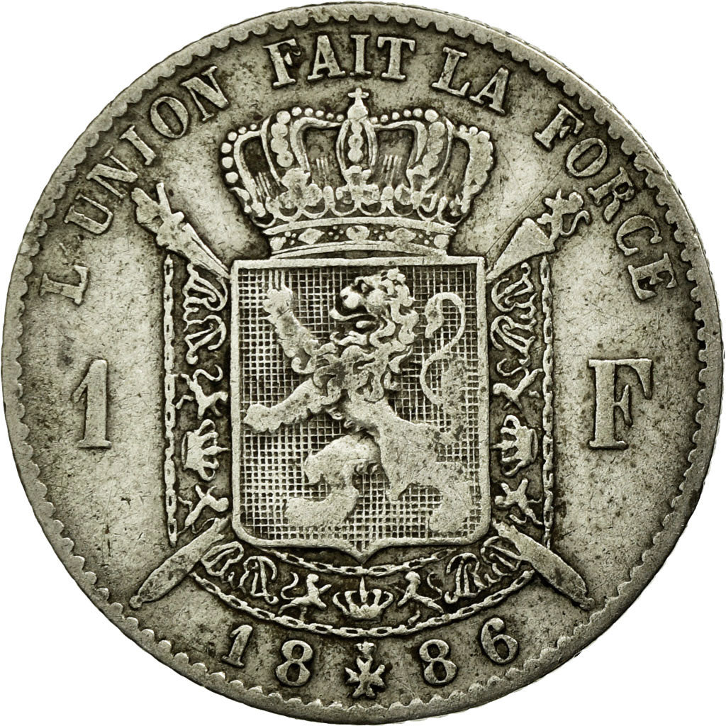 Coin, Belgium, Leopold II, Franc, 1886, VF(20-25), Silver, KM:28.2
