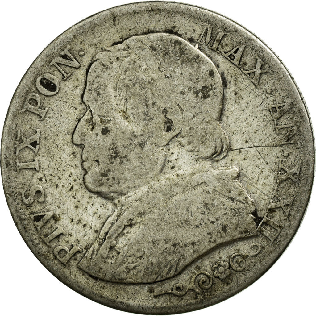 Moneta, STATI ITALIANI, PAPAL STATES, Pius IX, Lira, 1867, Roma, MB, KM 1378