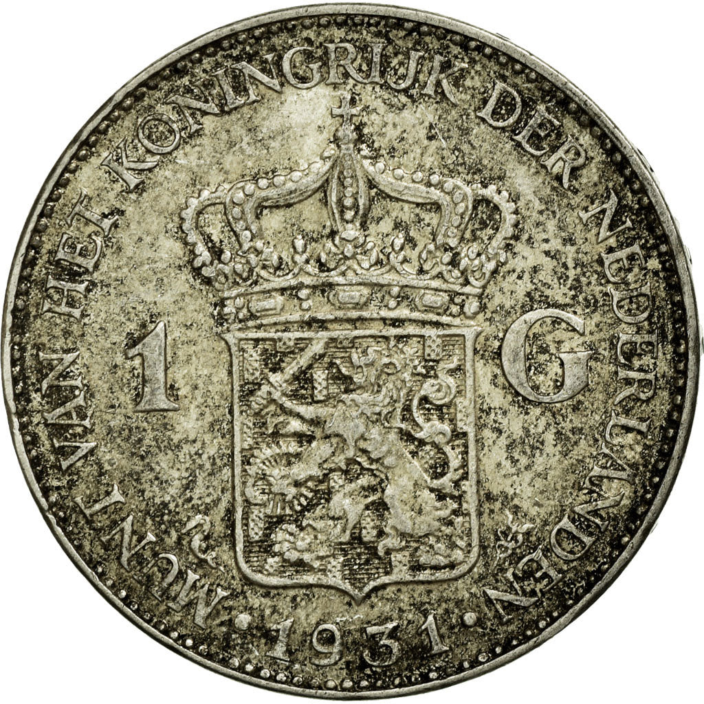 Coin, Netherlands, Wilhelmina I, Gulden, 1931, AU(50-53), Silver, KM:161.1