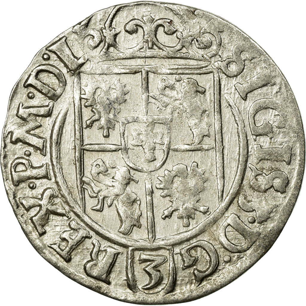 Coin, Poland, Sigismund III, 3 Polker, 3 Poltorak - 1 Kruzierz, 1627, AU(50-53)