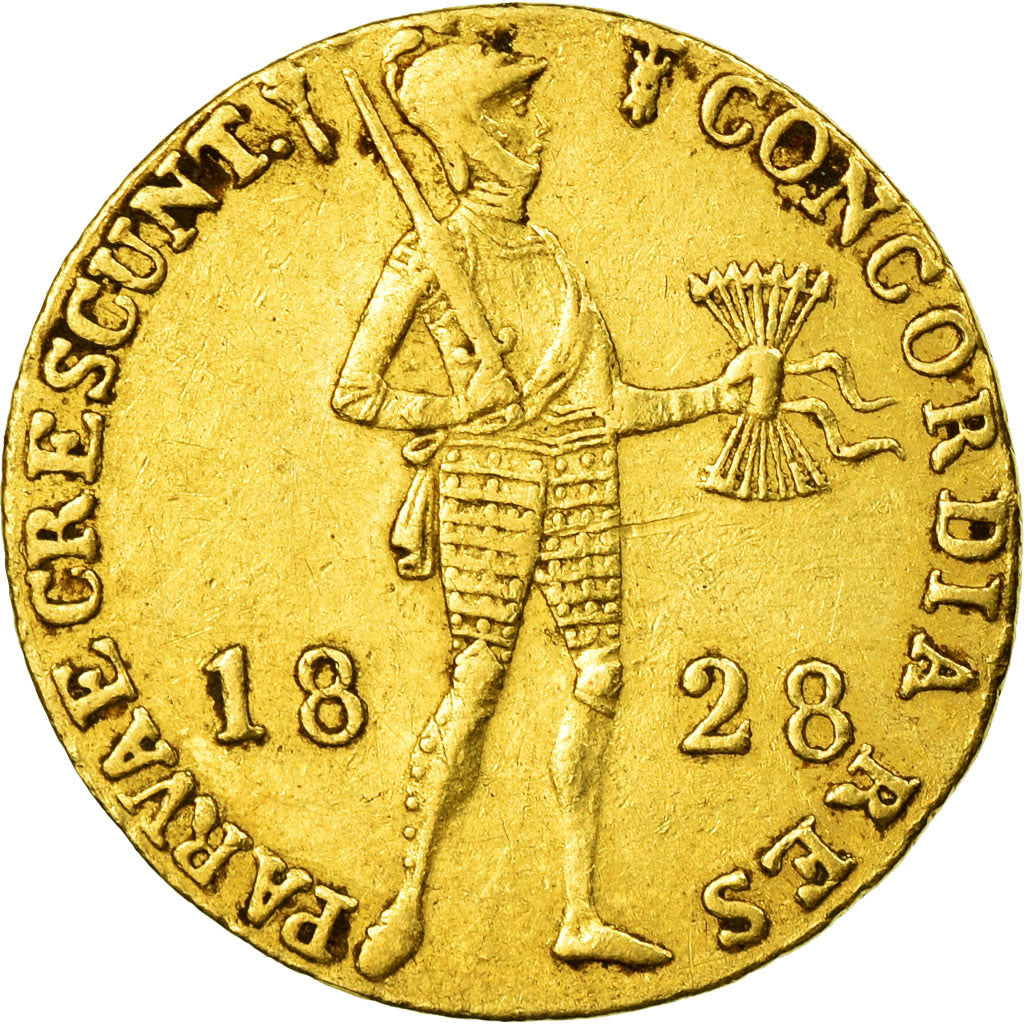 Coin, Netherlands, William I, Ducat, 1828, Utrecht, EF(40-45), Gold, KM:50.1