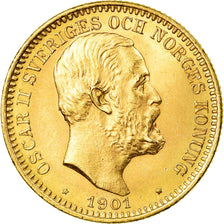 Coin, Sweden, Oscar II, 20 Kronor, 1901, AU(55-58), Gold, KM:765