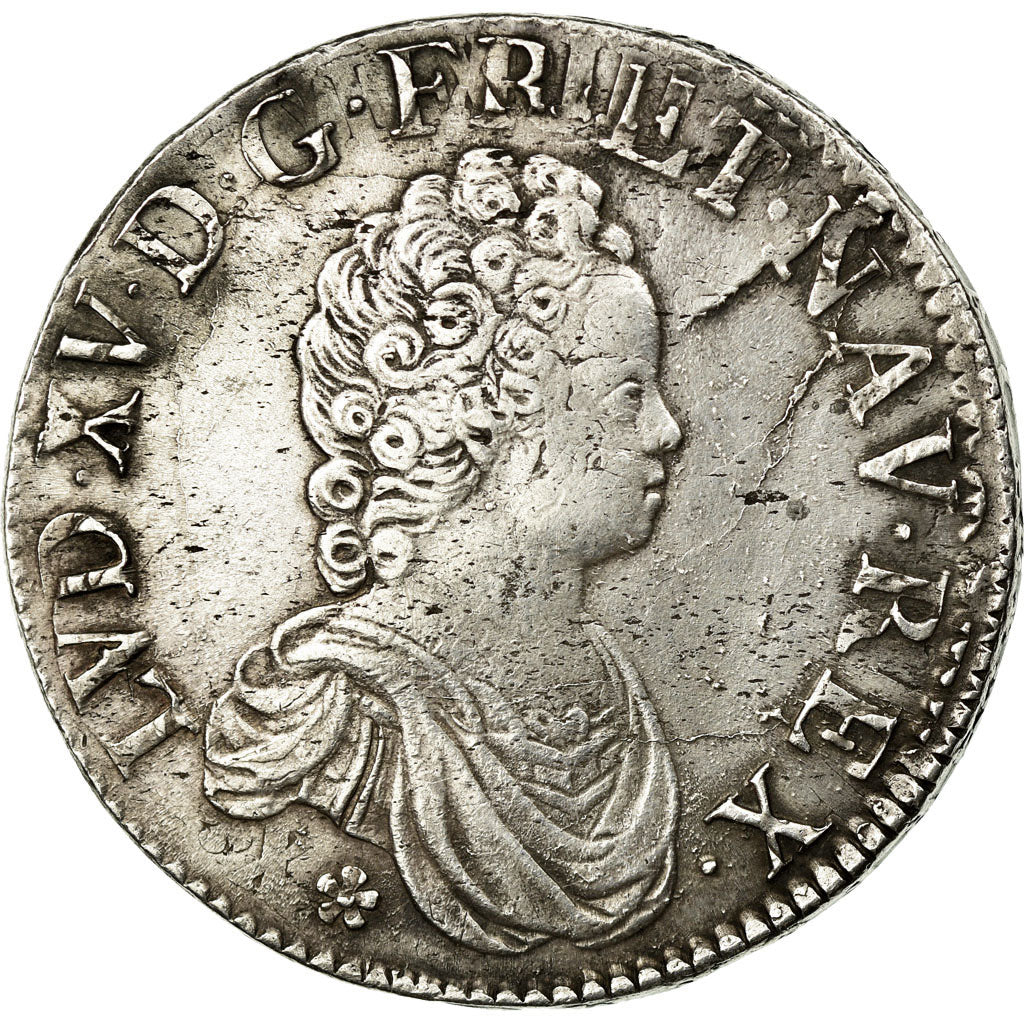 Coin, France, Louis XV, Écu Vertugadin, 1716, Bourges, EF(40-45), Silver