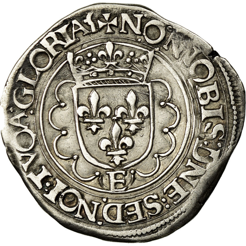 Moneta, Francia, François Ier, 1/2 Teston, Tours, 14 th type, BB, Argento
