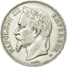 Moeda, França, Napoléon III, 5 Francs, 1865, Strasbourg, EF(40-45), KM 799.2