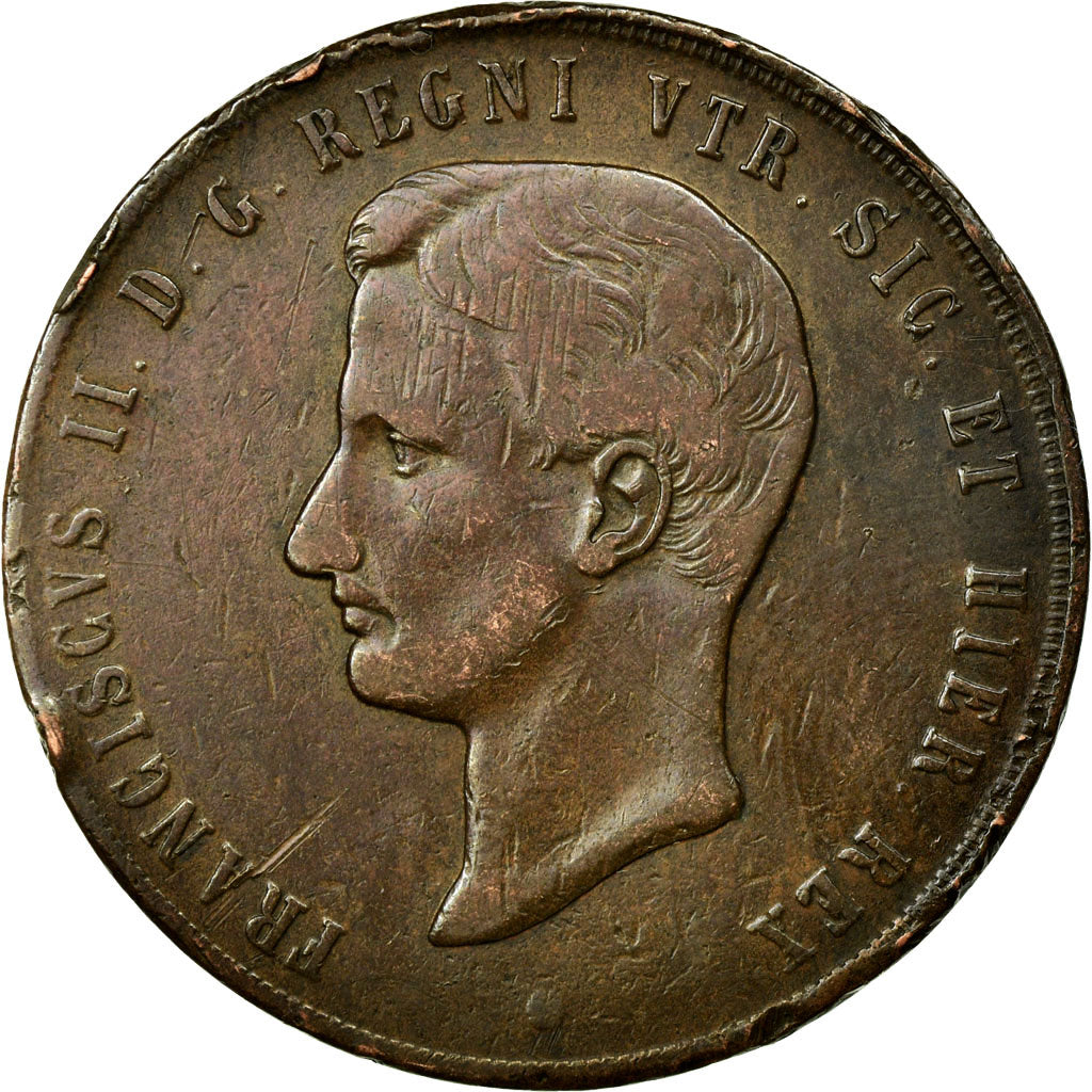 Monnaie, États italiens, NAPLES, Francesco II, 10 Tornesi, 1859, Rome, TTB