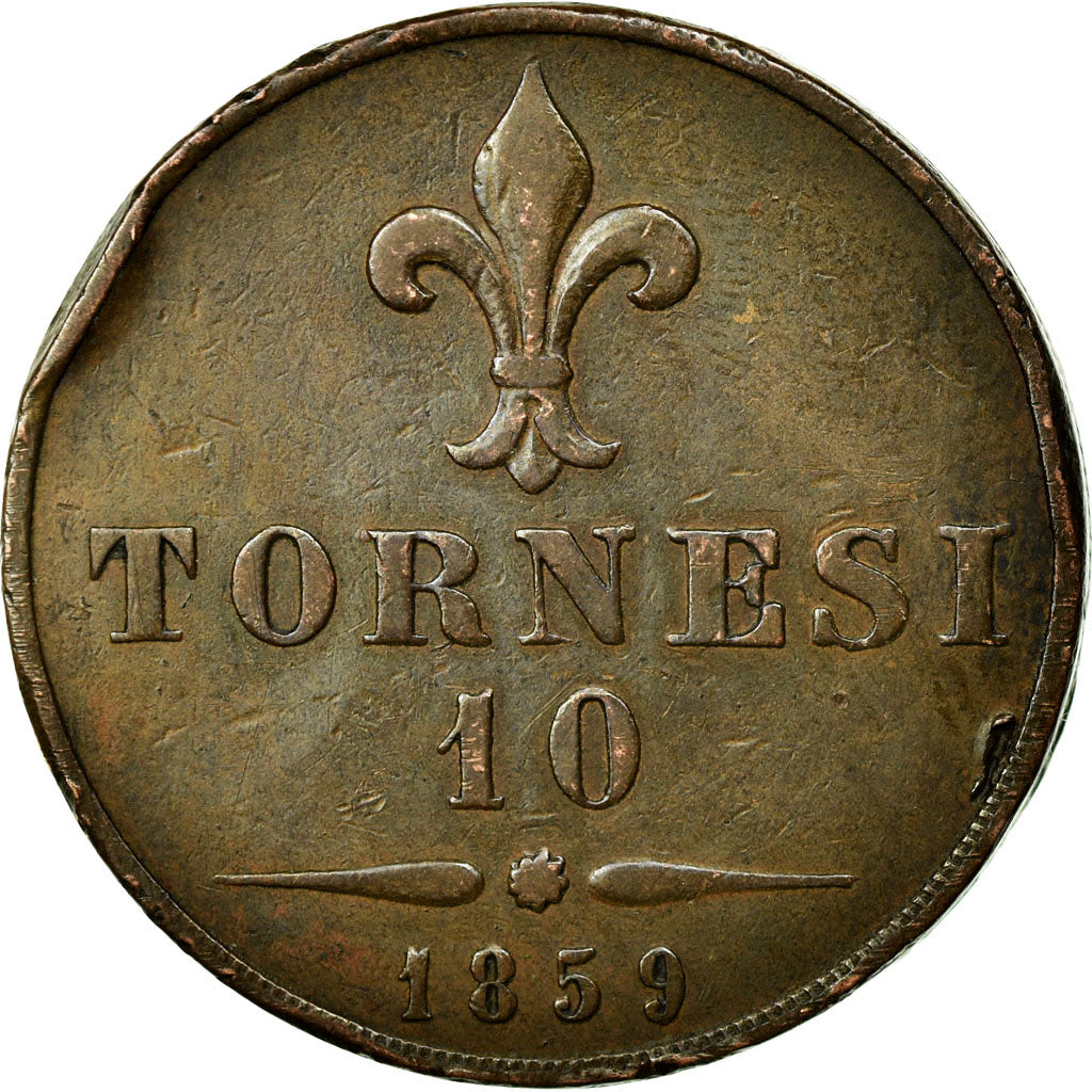 Monnaie, États italiens, NAPLES, Francesco II, 10 Tornesi, 1859, Rome, TTB