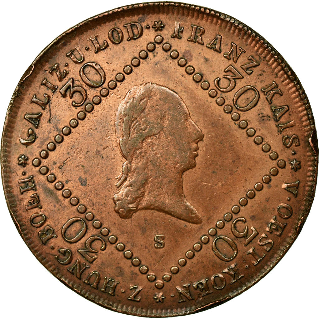 Coin, Austria, Franz II (I), 30 Kreuzer, 1806, Schmollnitz, EF(40-45), Copper