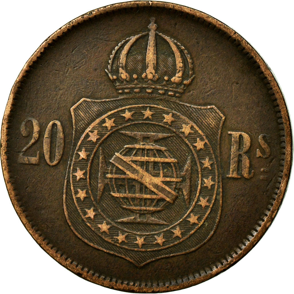 Coin, Brazil, Pedro II, 20 Reis, 1869, EF(40-45), Bronze, KM:474
