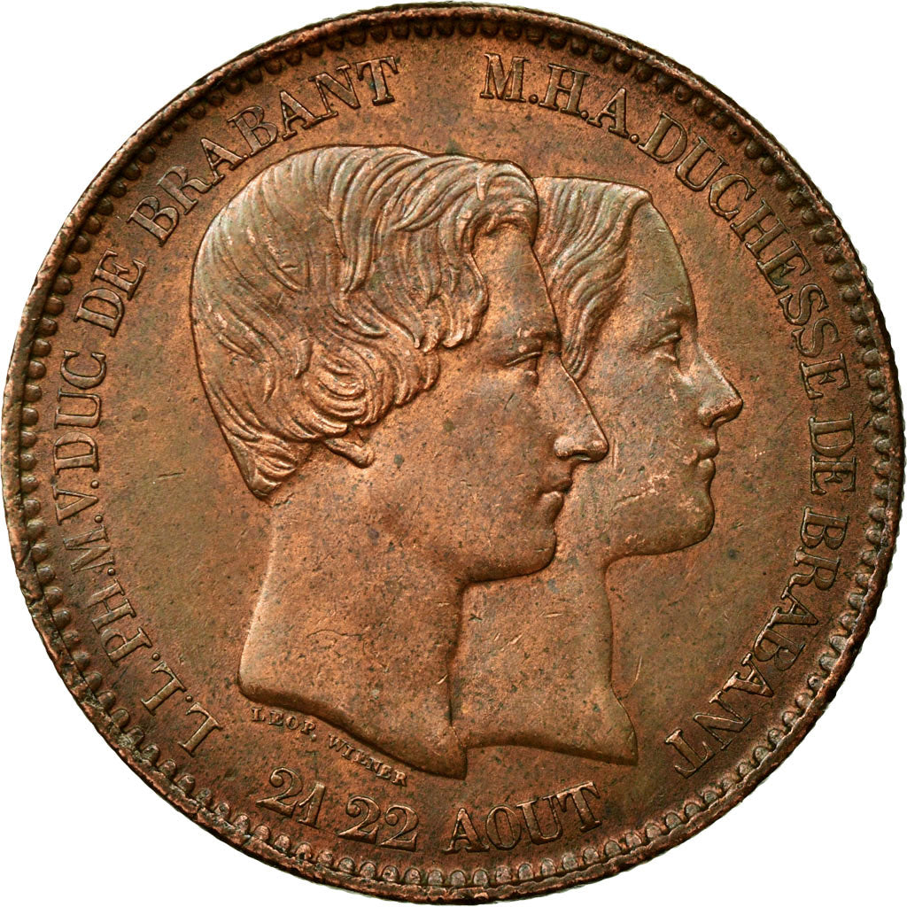Coin, Belgium, 10 Centimes, 1853, AU(55-58), Copper, KM:1.1