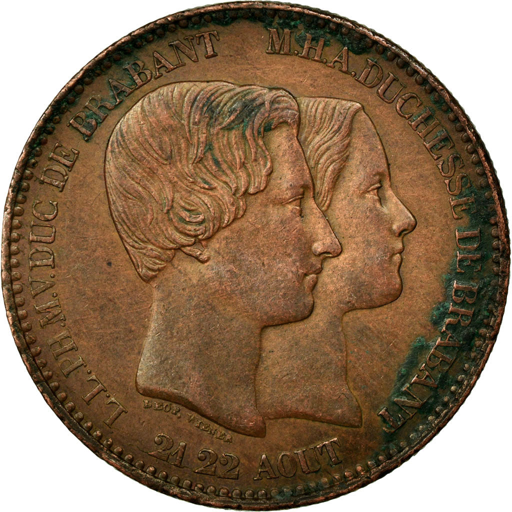 Coin, Belgium, 10 Centimes, 1853, AU(50-53), Copper, KM:1.2