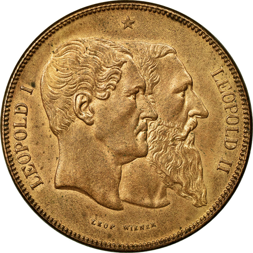 Coin, Belgium, 5 Francs, 1880, AU(55-58), Copper, KM:8a