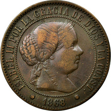 Coin, Spain, Isabel II, 5 Centimos, 1868, EF(40-45), Copper, KM:635.1