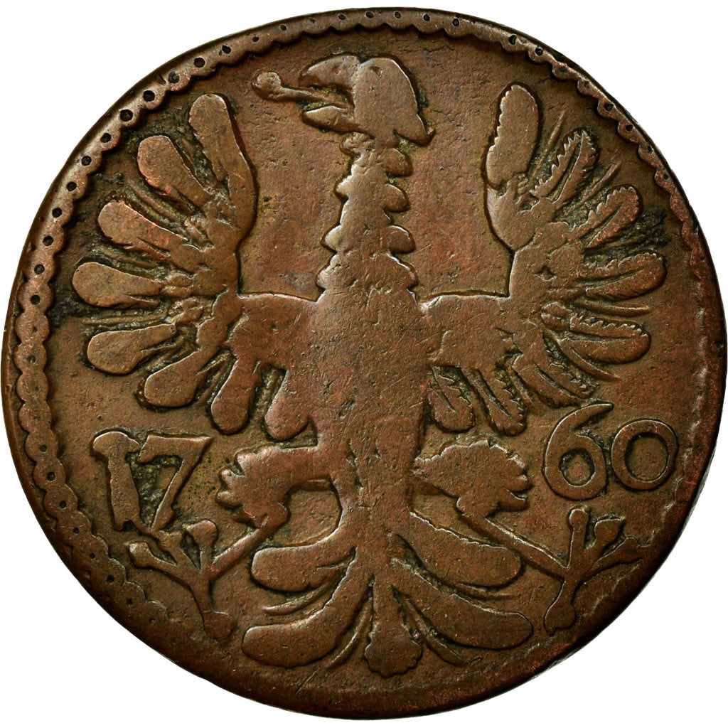Coin, German States, AACHEN, 12 Heller, 1760, VF(20-25), Copper, KM:51