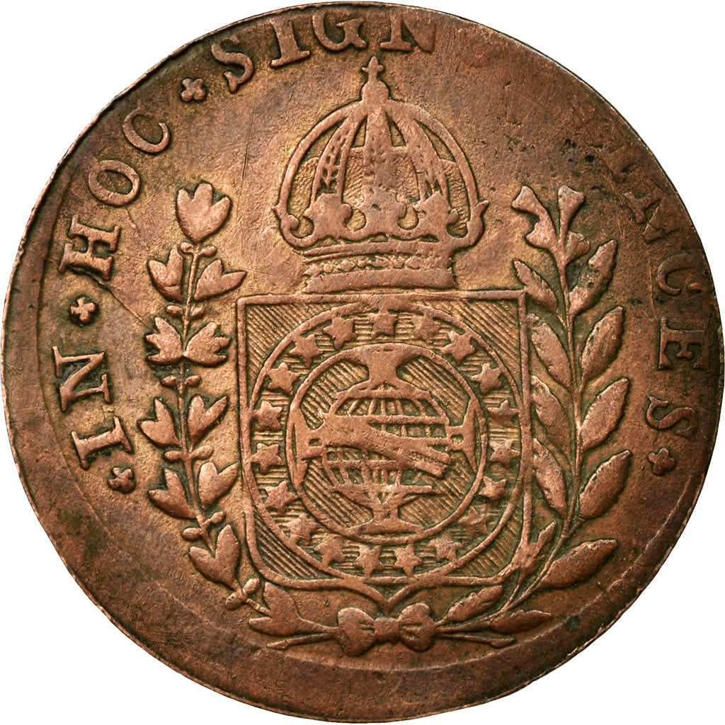 Coin, Brazil, Pedro I, 20 Reis, 1828, Rio de Janeiro, EF(40-45), Copper
