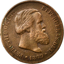 Coin, Brazil, Pedro II, 10 Reis, 1869, EF(40-45), Bronze, KM:473