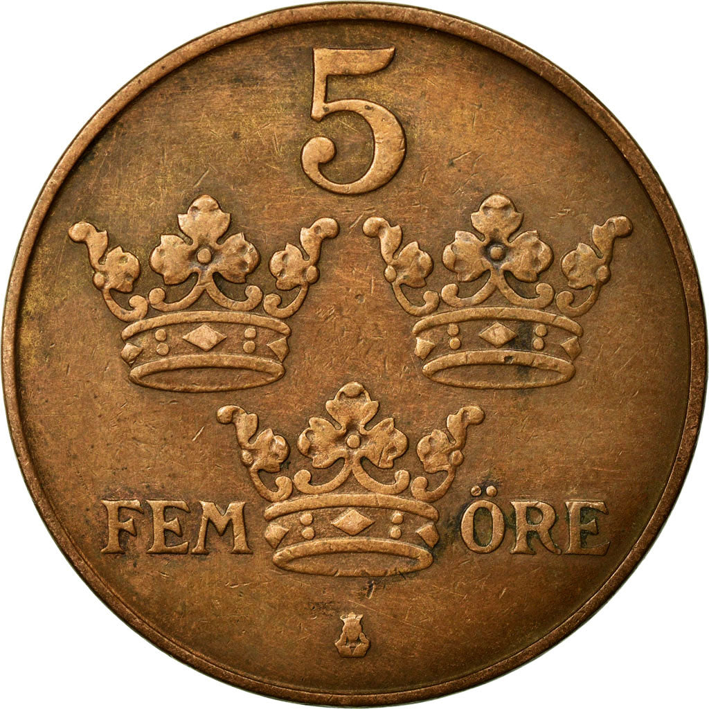Coin, Sweden, Gustaf V, 5 Öre, 1936, EF(40-45), Bronze, KM:779.2