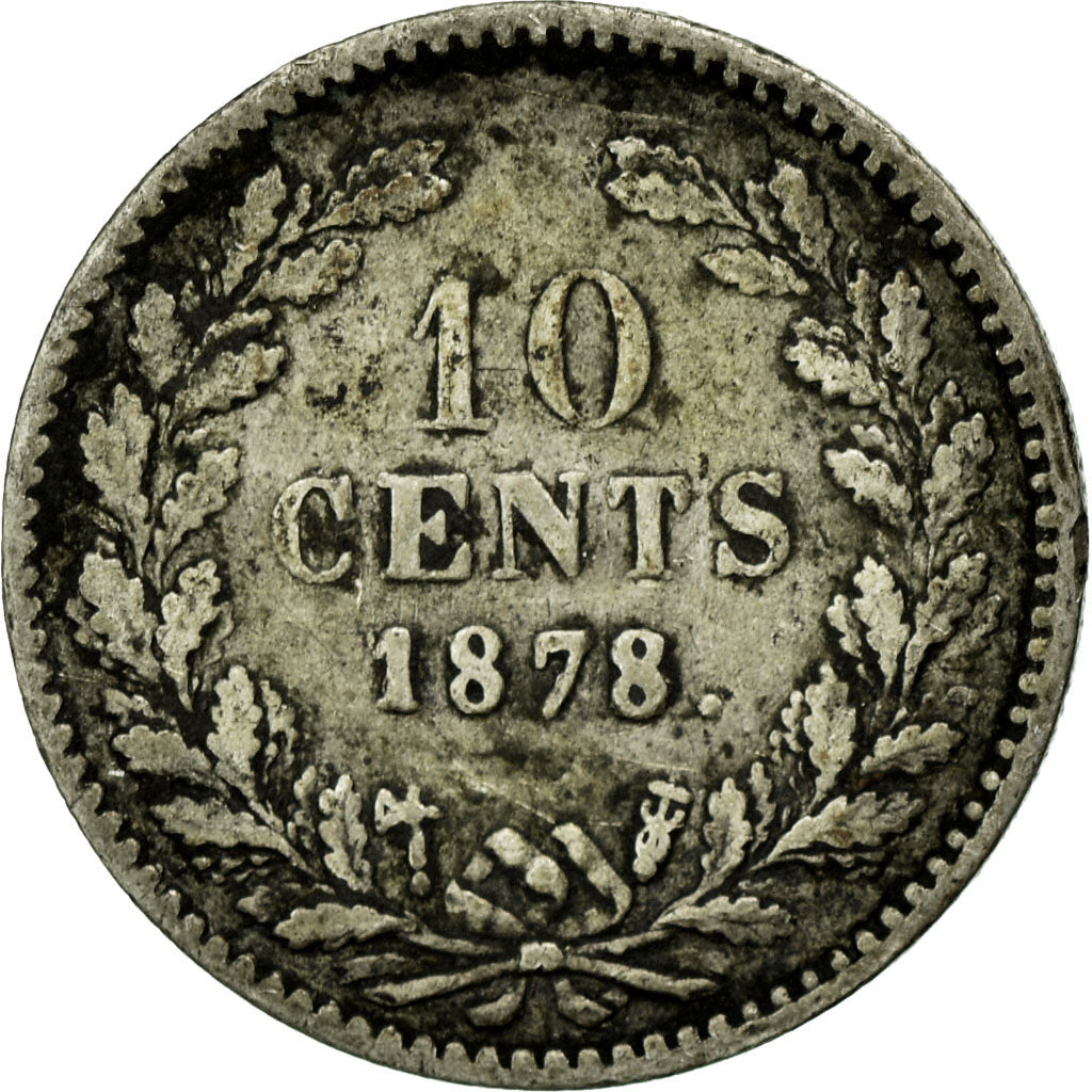 Coin, Netherlands, William III, 10 Cents, 1878, VF(30-35), Silver, KM:80