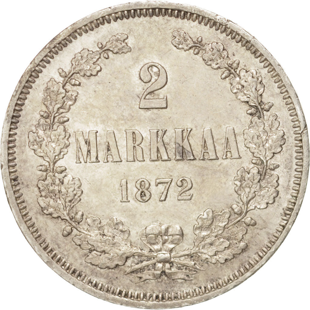 Finland, Nicholas II, 2 Markkaa, 1872, Helsinki, Silver, KM:7.2