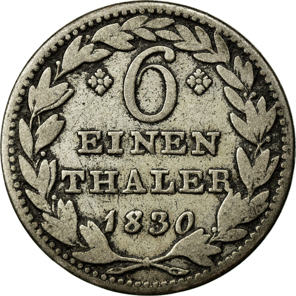 Coin, German States, HESSE-CASSEL, Wilhelm II, 1/6 Thaler, 1830, VG(8-10)