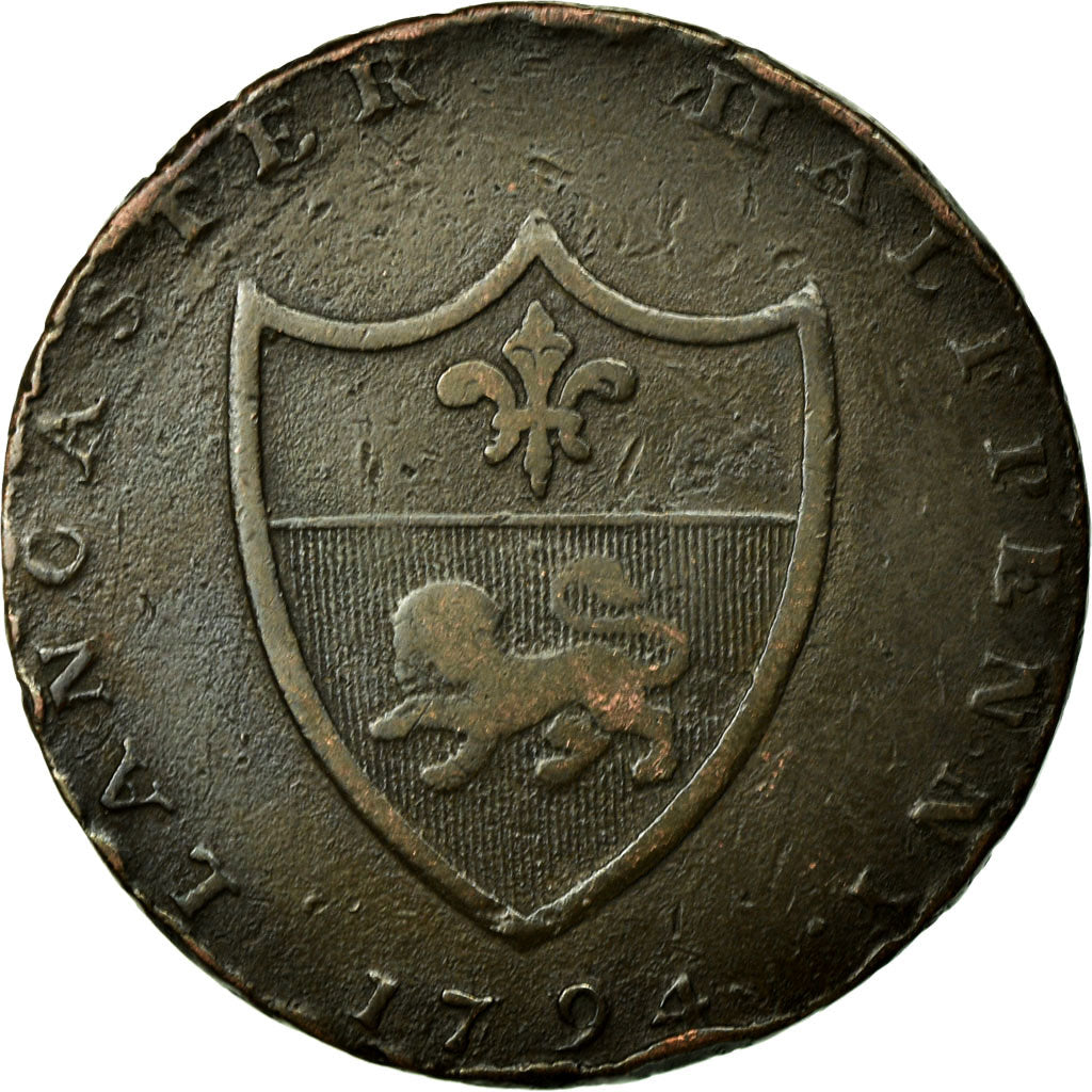 Coin, Great Britain, Lancashire, Halfpenny Token, 1794, Lancaster, VF(30-35)